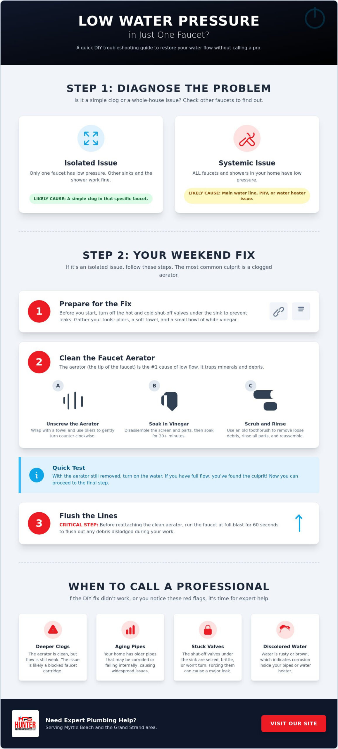 Fixing Low Water Pressure in One Faucet: A Myrtle Beach Homeowner’s Guide