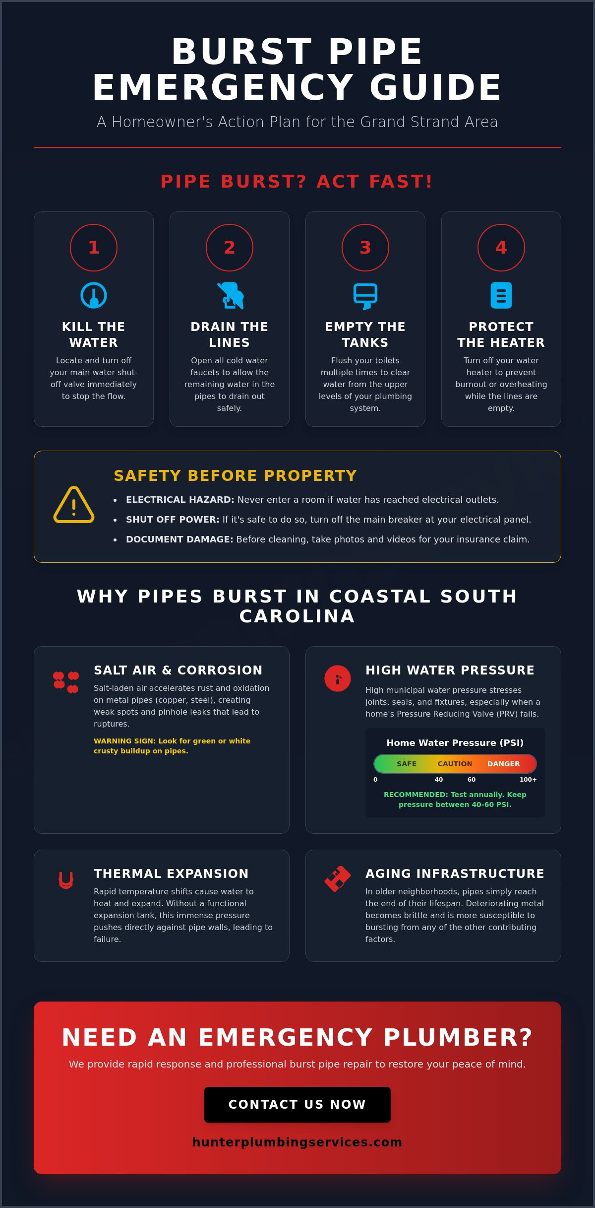 Emergency Plumber for Burst Pipe Repair in Myrtle Beach | 24/7 Service